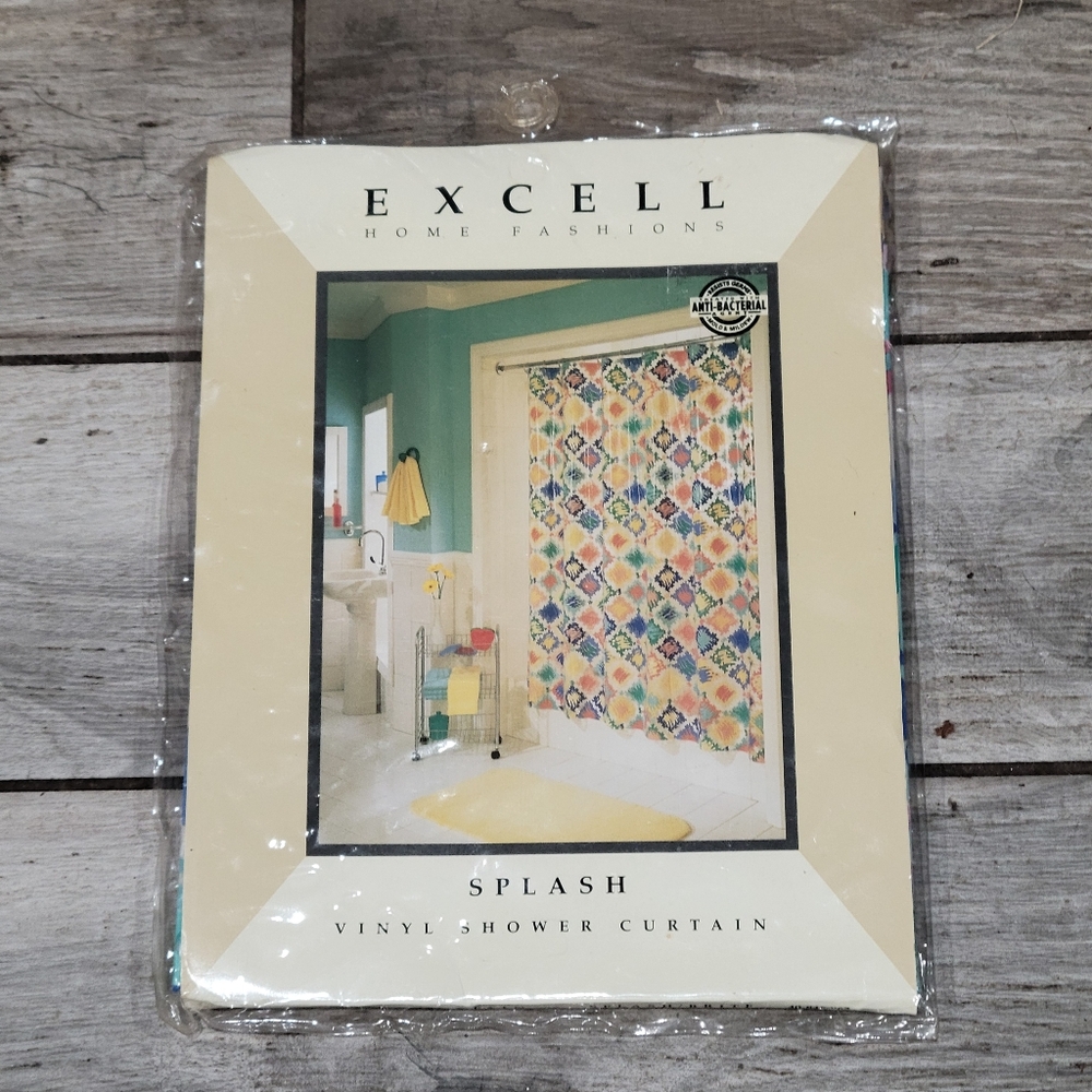 Excell Home Fashions Splash Shower Curtain vintage NWT Splash Brite pattern